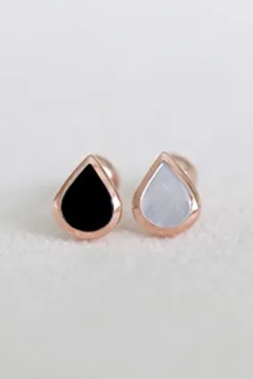 14k 18k Gold Natural Gemstone Teardrop Helix Tragus Cartilage Barbell Piercing Earring Stud