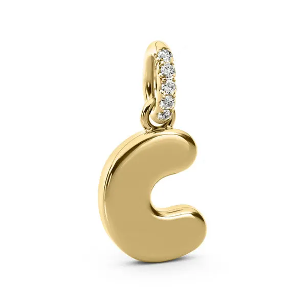 14K Diamond Bubble Initial Pendant