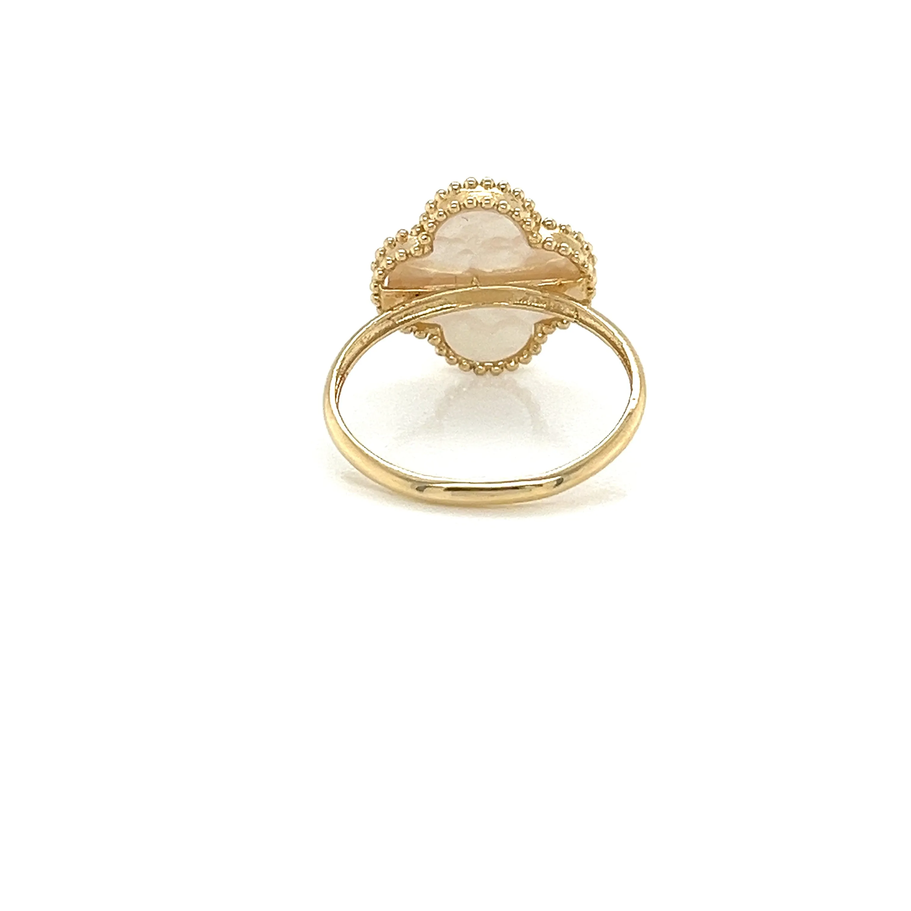 14K Gold Mother Pearl Clover Ring