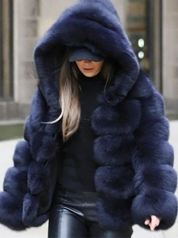 2024 Hooded Faux Fur Coat | Women's Winter Eco-Friendly Short Fur Coat