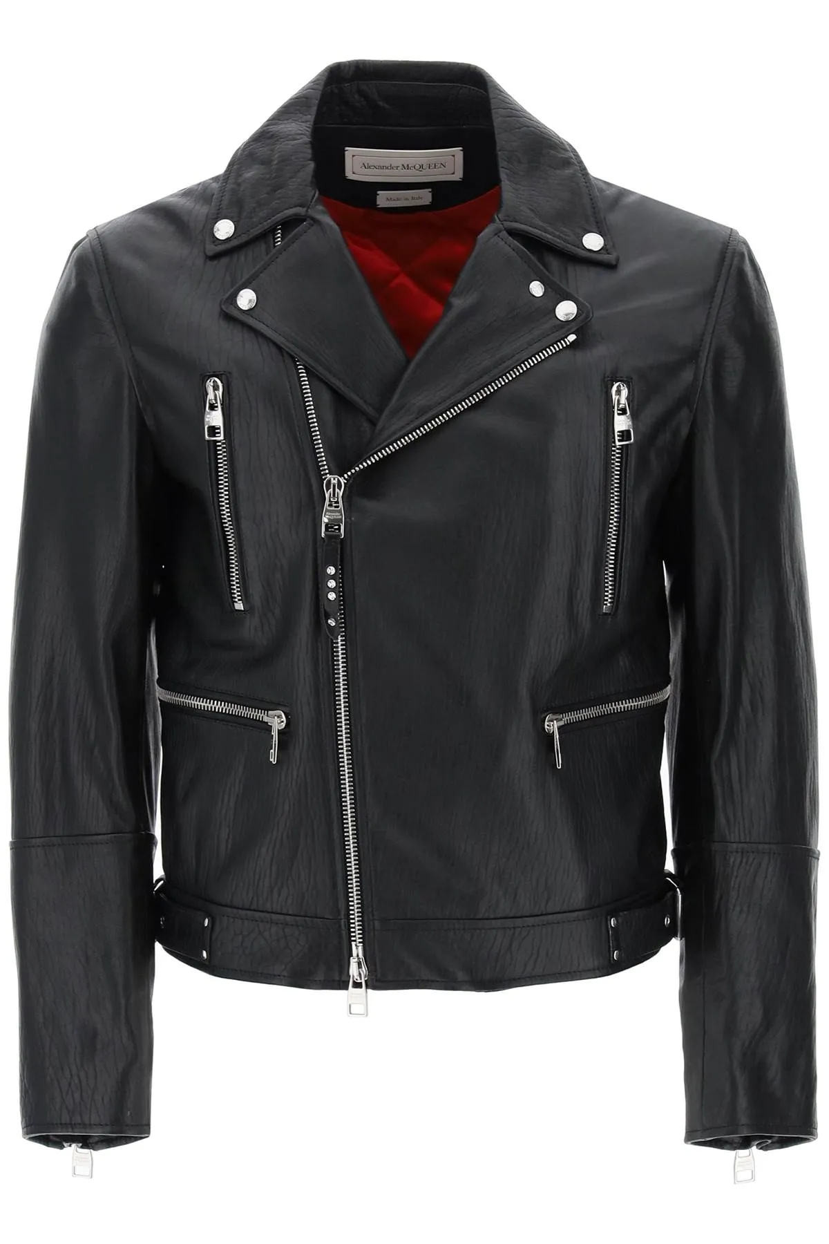 Alexander McQueen Black Leather Biker Jacket With Model Number 626381 Q5LDS