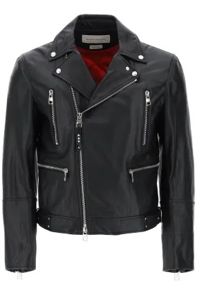 Alexander McQueen Black Leather Biker Jacket With Model Number 626381 Q5LDS