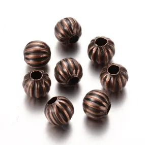 Antique Copper Corrugated Round 6mm (100 pcs)