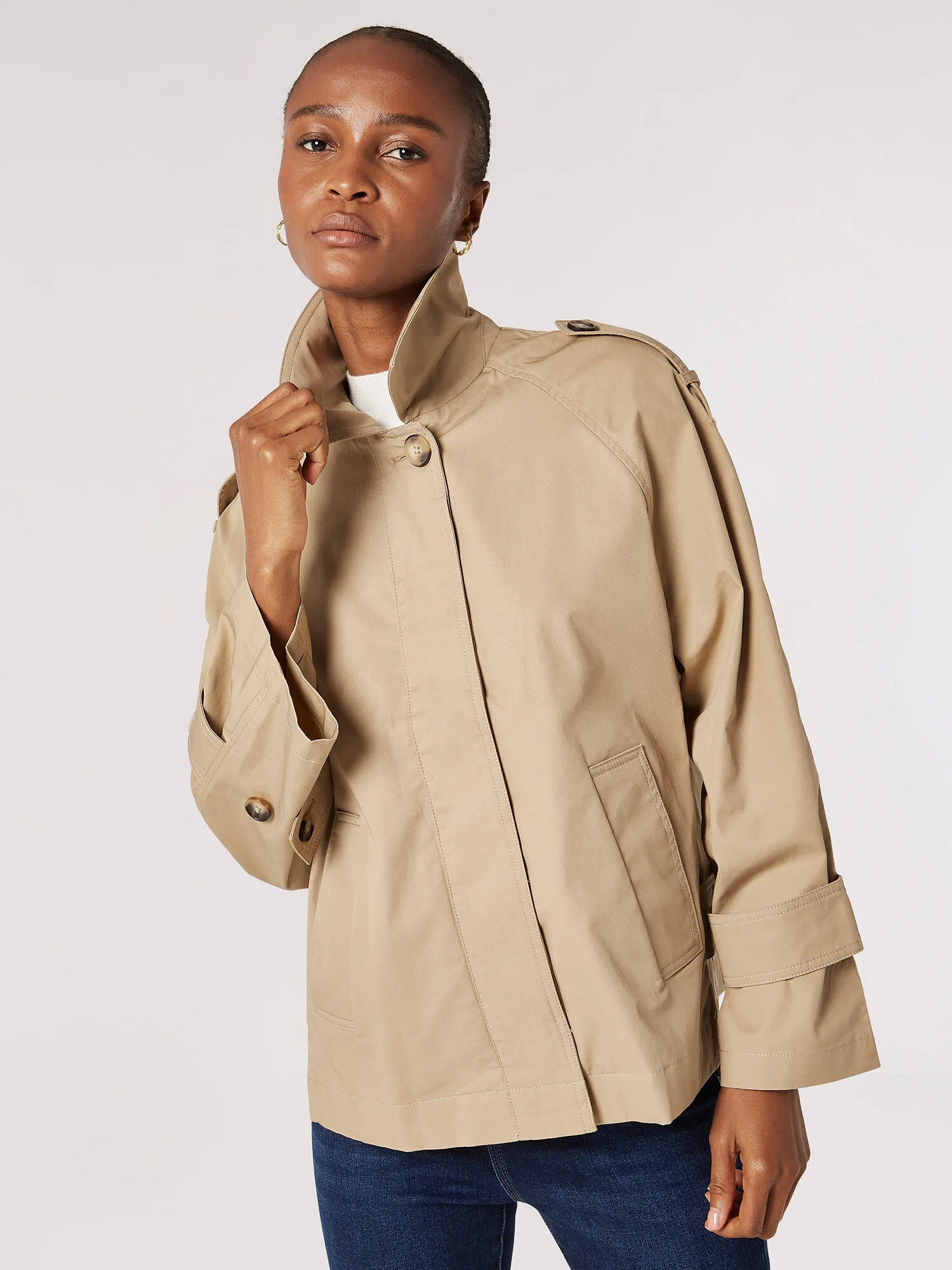 Apricot Clothing Short Cotton Trench Coat