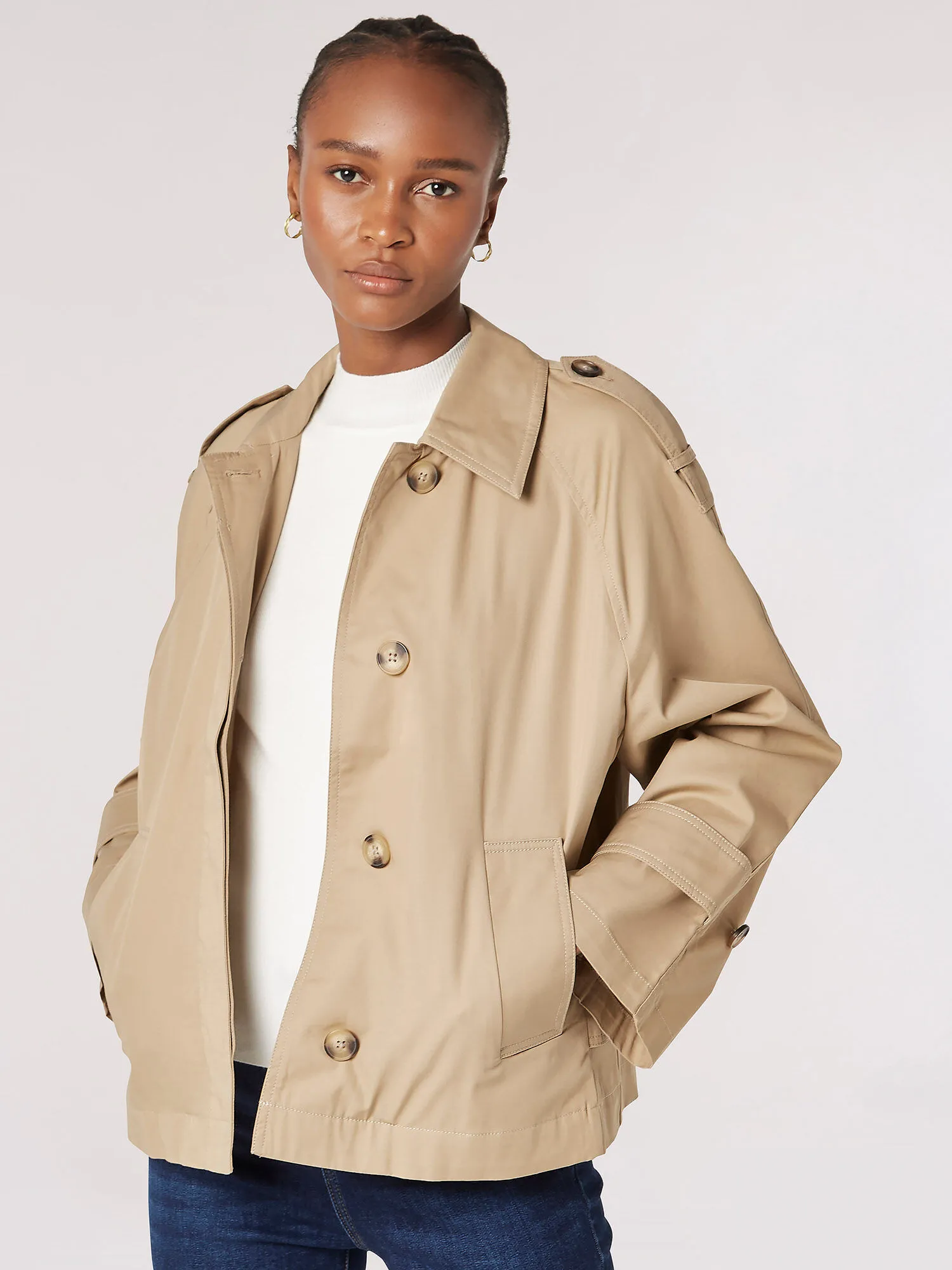 Apricot Clothing Short Cotton Trench Coat