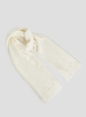 Stylish Knit Scarf with Argyle Pattern and Pearl Embellishments