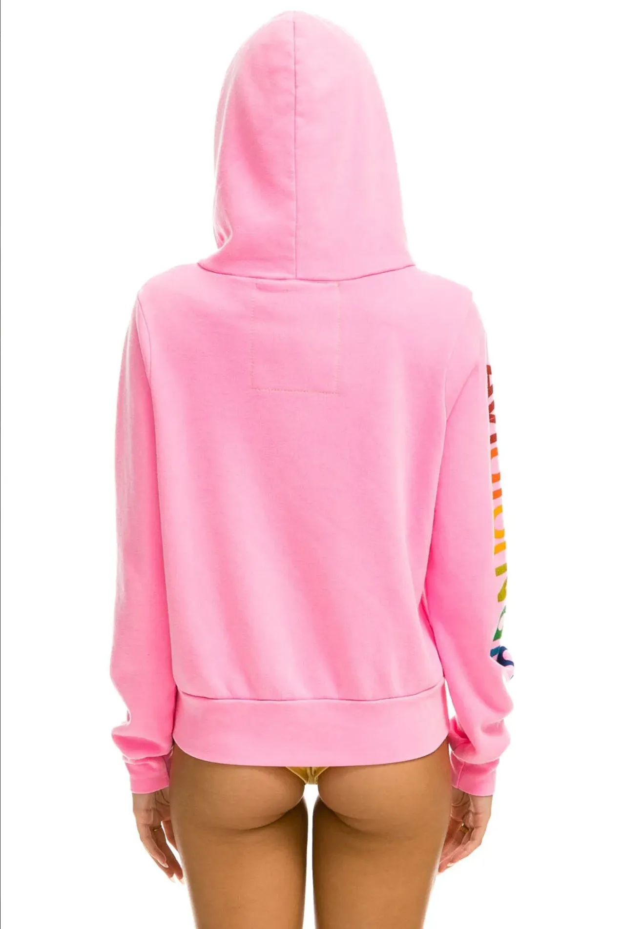 Aviator Nation Neon Pink Zip Logo Unisex Hoodie