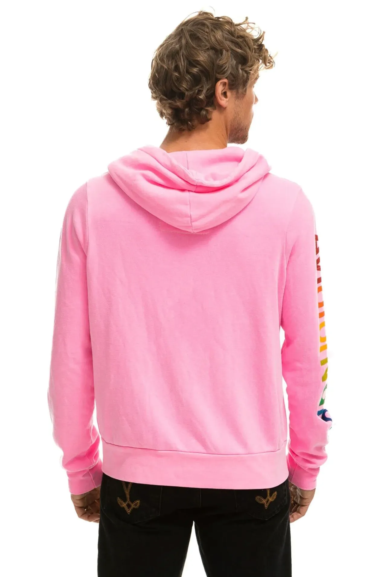 Aviator Nation Neon Pink Zip Logo Unisex Hoodie