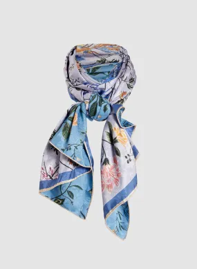 Bird and Flower Patterned Long Scarf