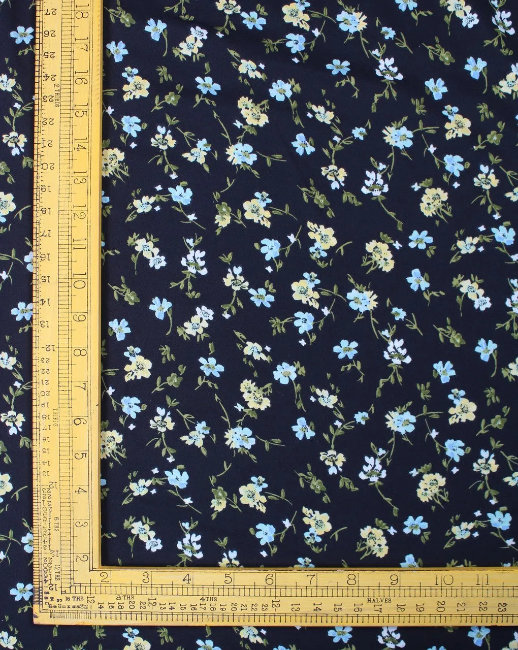 Polyester Crepe Fabric with Black and Multicolor Floral Print