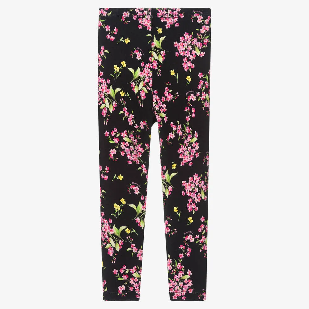 Black Floral Leggings for Girls