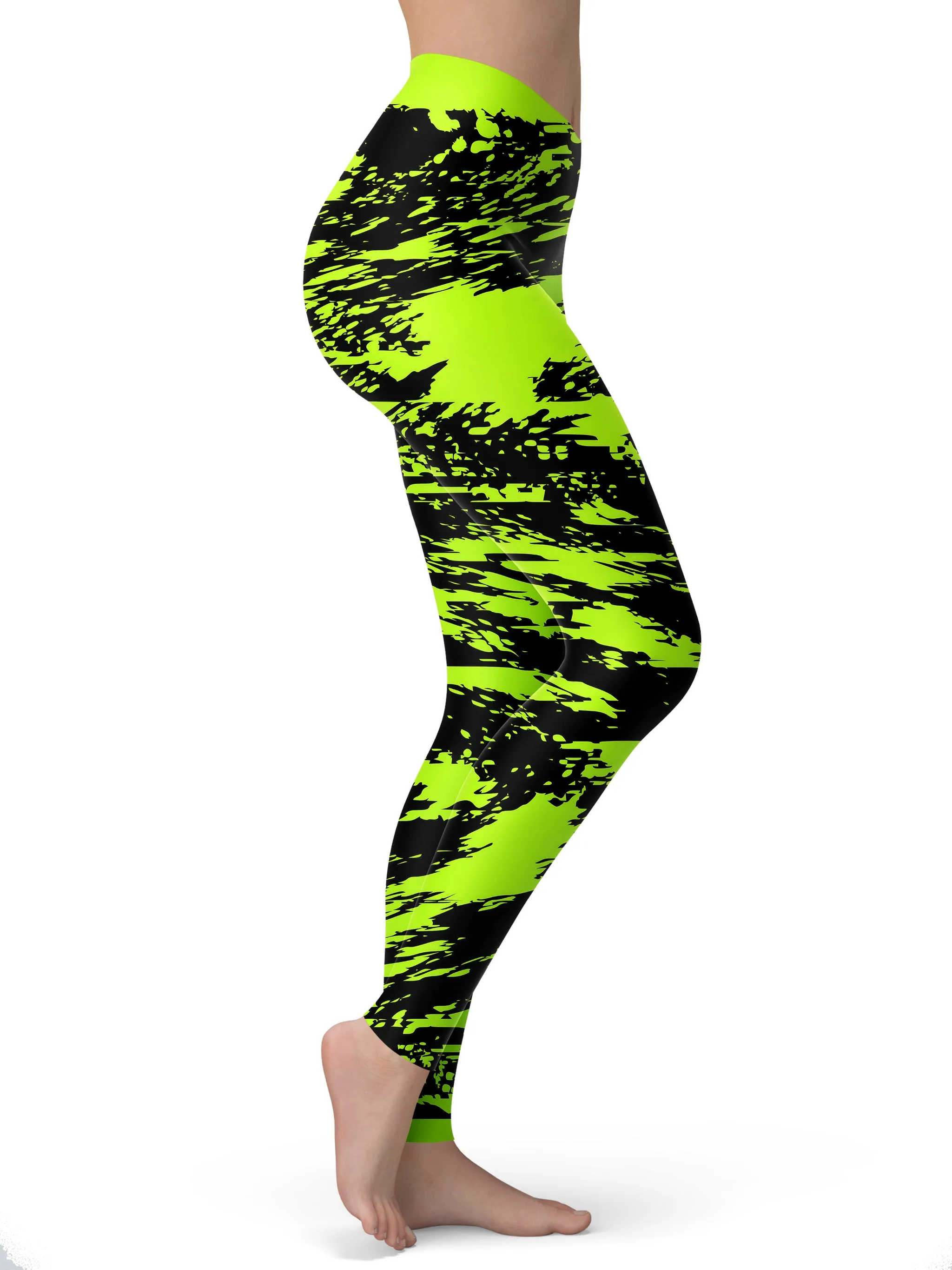 Black Lime Bolt Glitch Leggings