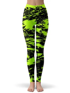 Black Lime Bolt Glitch Leggings