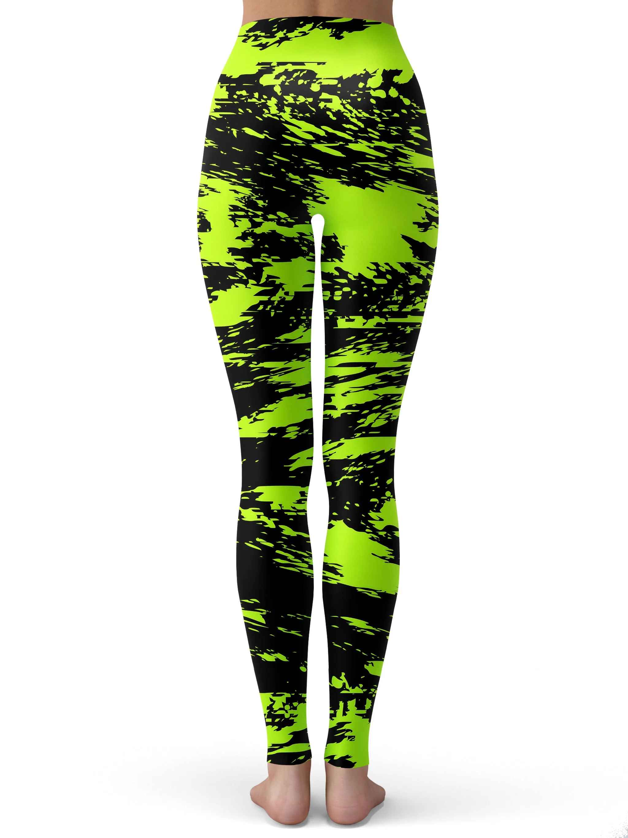 Black Lime Bolt Glitch Leggings