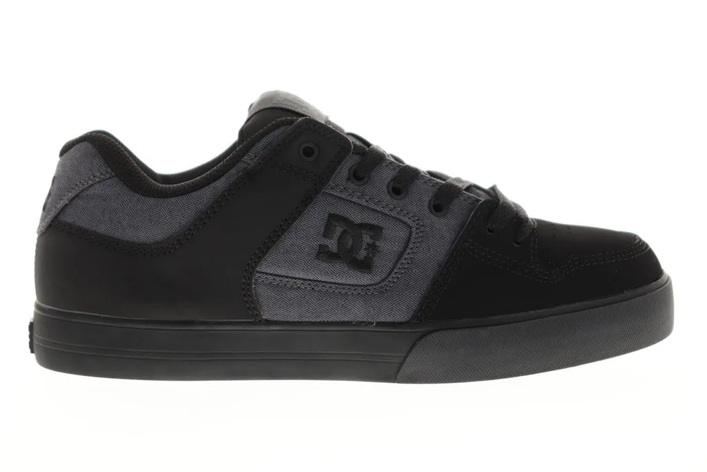 Black Nubuck Leather Low Top Skate Sneakers Shoes for Men by DC - Pure TX SE 320423