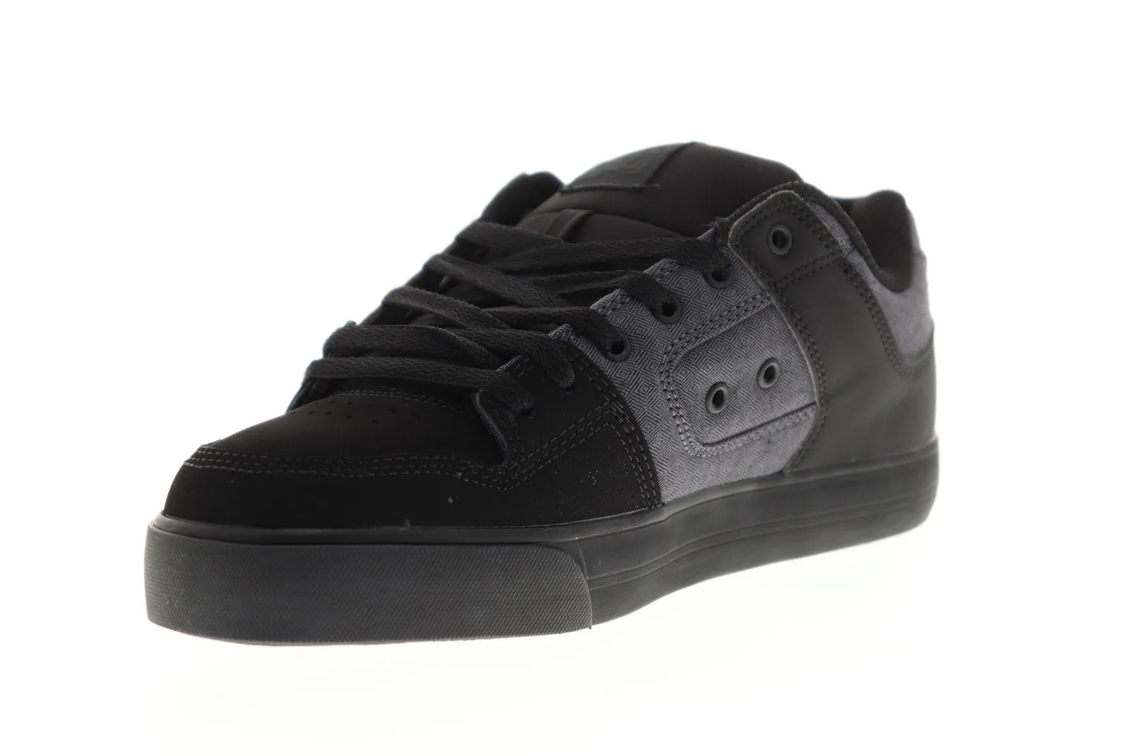 Black Nubuck Leather Low Top Skate Sneakers Shoes for Men by DC - Pure TX SE 320423