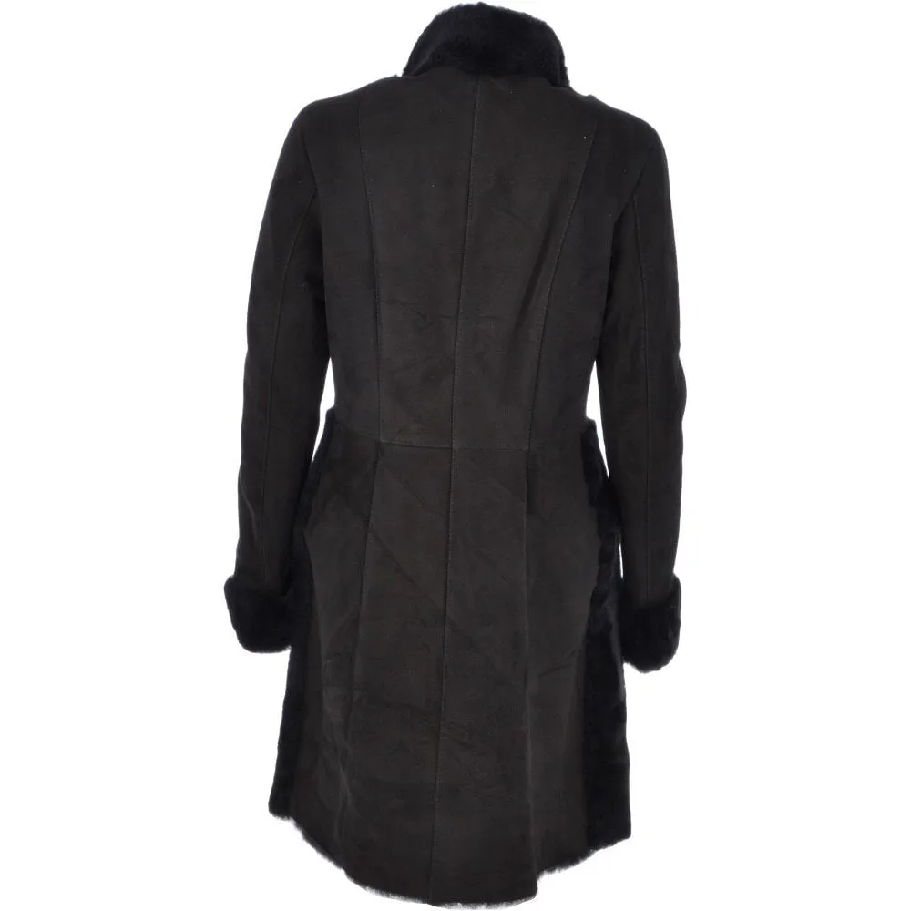 Black Women's Suede Sheepskin Coat Lucasta