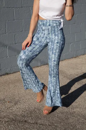 Denim Bell Bottoms with Blue Glass Accents