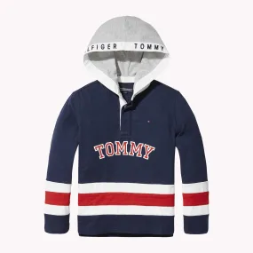 Blue Tommy Hilfiger Boys Color Block Rugby Hoodie - Size 3-7 | Shop now