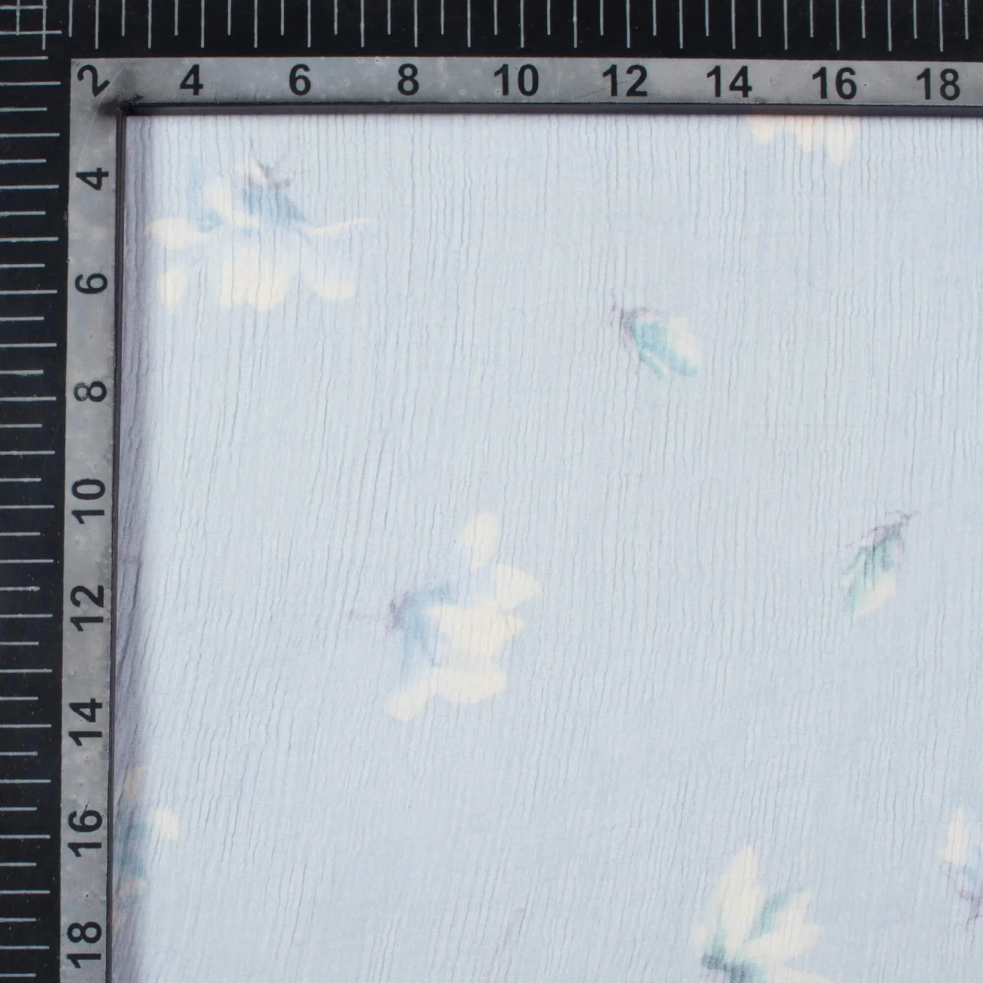 Blue White Floral Pattern Digital Print Chiffon Fabric - Jordy Bemberg