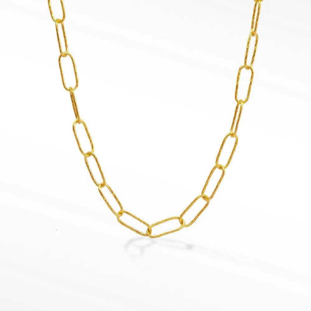 Bold Textured Paperclip Gold Vermeil Chain