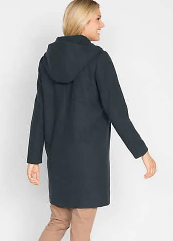 bonprix Hooded Coat in Faux Wool with Kaleidoscope Pattern