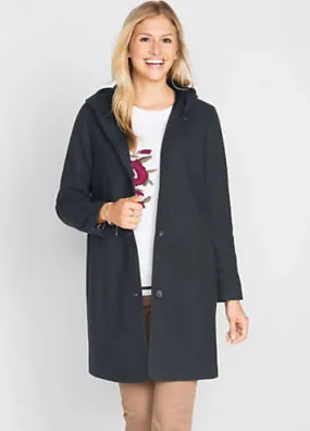 bonprix Hooded Coat in Faux Wool with Kaleidoscope Pattern