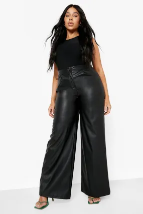 boohoo Plus Pu Wide Leg Trousers