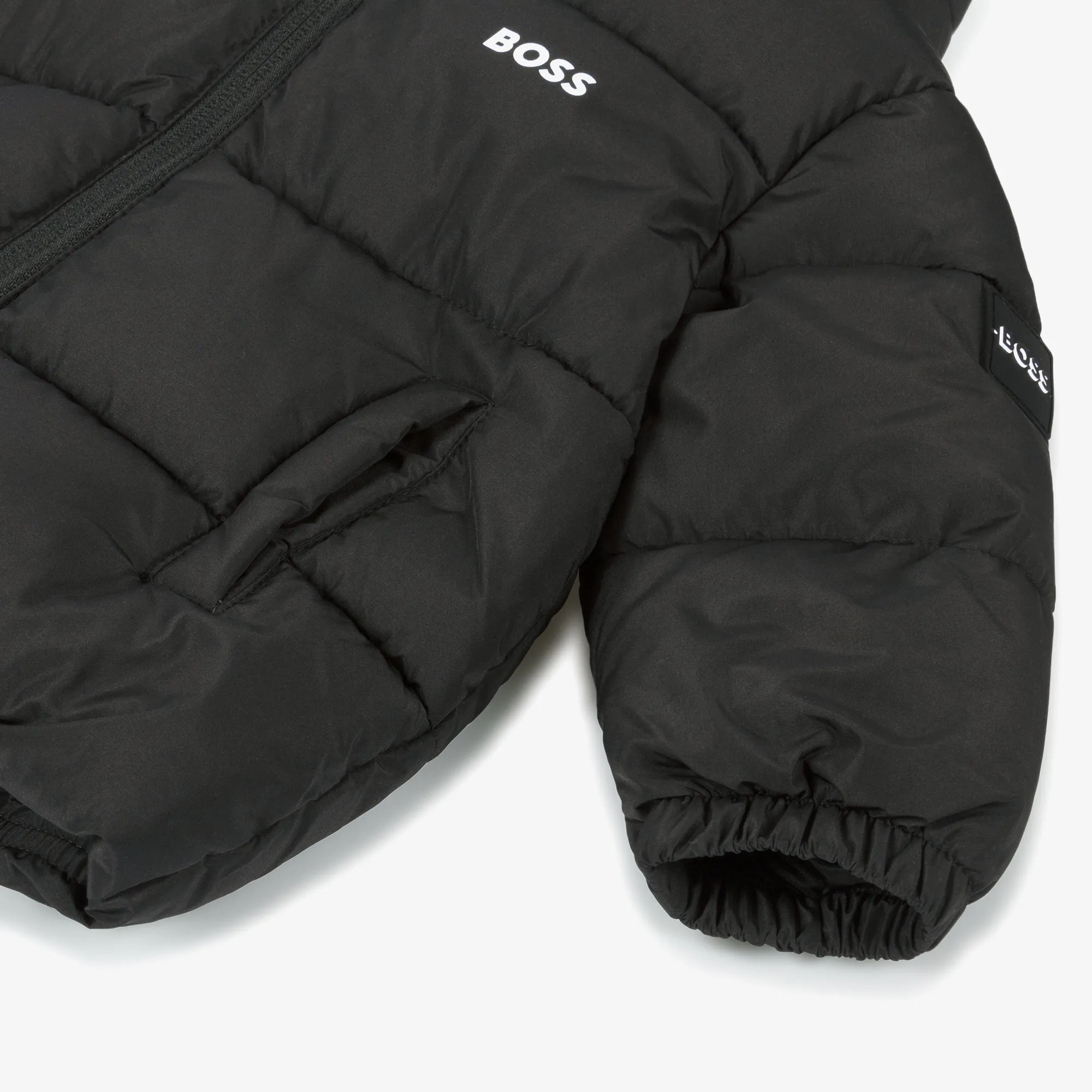 Boys' Black Puffer Jacket with Hood.