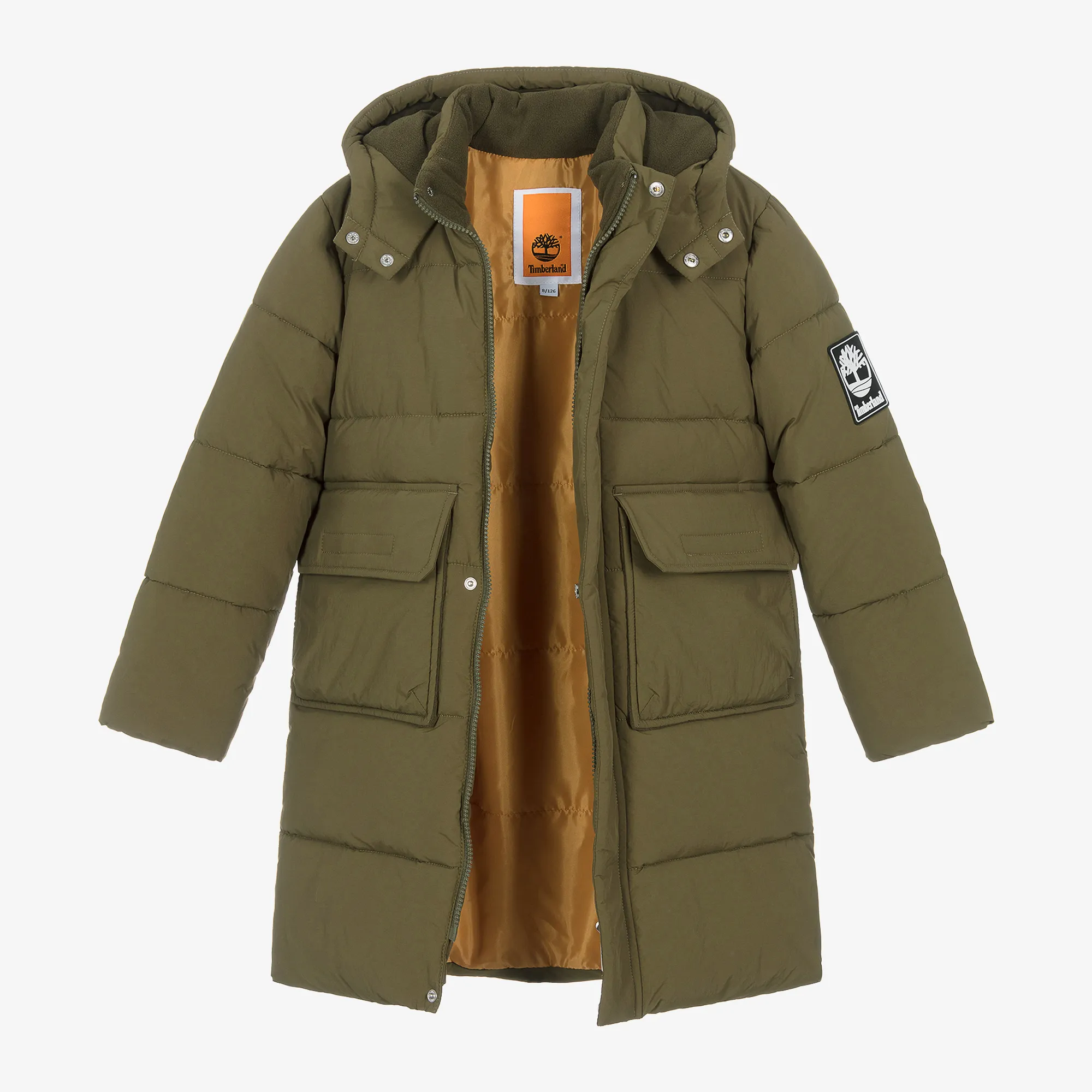 Boys Khaki Green Hooded Puffer Jacket