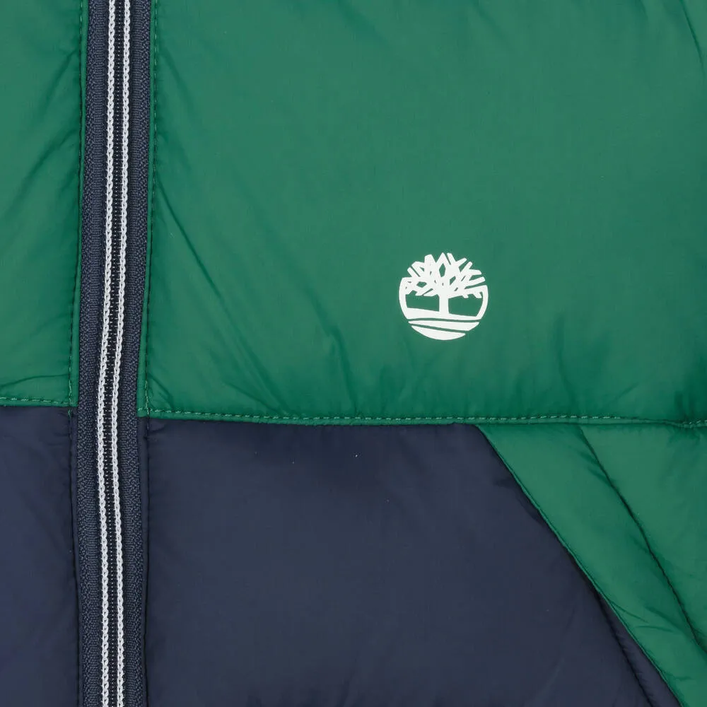 Boys Puffer Coat Green Blue - Shop Now.