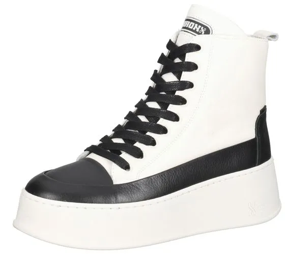 BRONX White/Black Genuine Leather Sneaker with Platform and Laces 47368-AG 2295