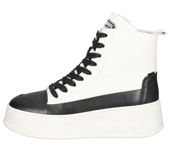 BRONX White/Black Genuine Leather Sneaker with Platform and Laces 47368-AG 2295