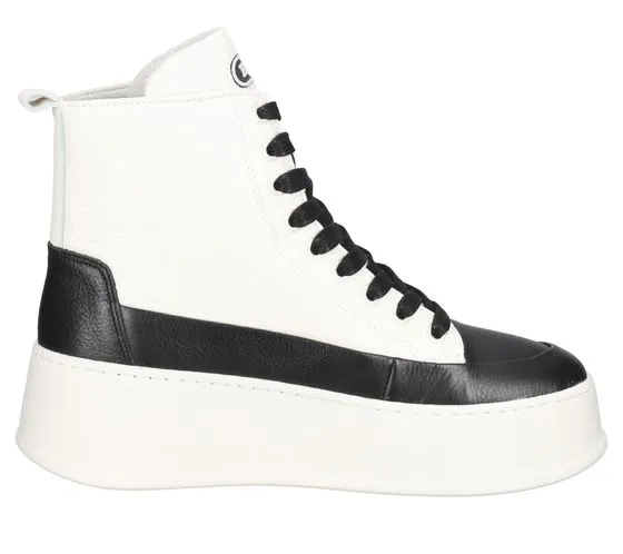 BRONX White/Black Genuine Leather Sneaker with Platform and Laces 47368-AG 2295