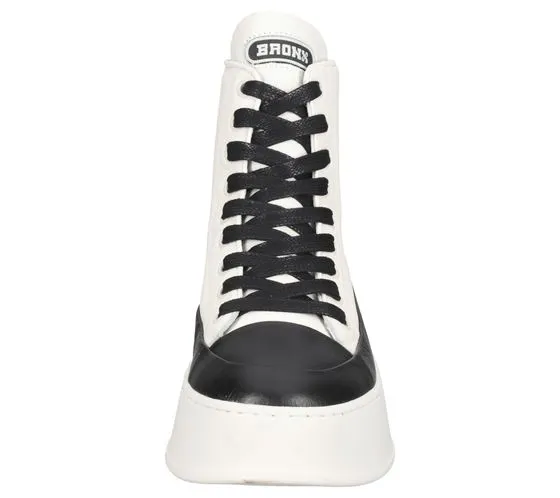 BRONX White/Black Genuine Leather Sneaker with Platform and Laces 47368-AG 2295