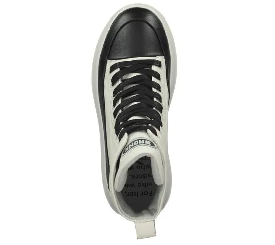 BRONX White/Black Genuine Leather Sneaker with Platform and Laces 47368-AG 2295