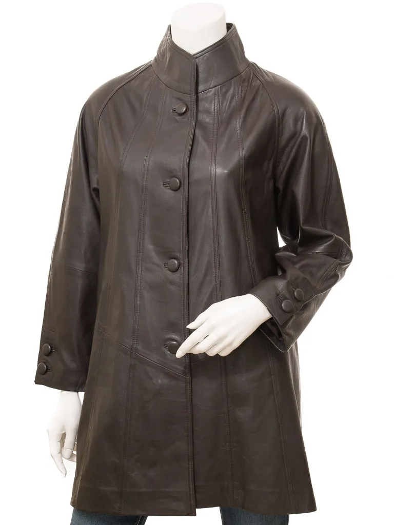 Brown Leather Coat for Women: Eden