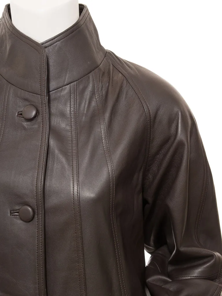 Brown Leather Coat for Women: Eden