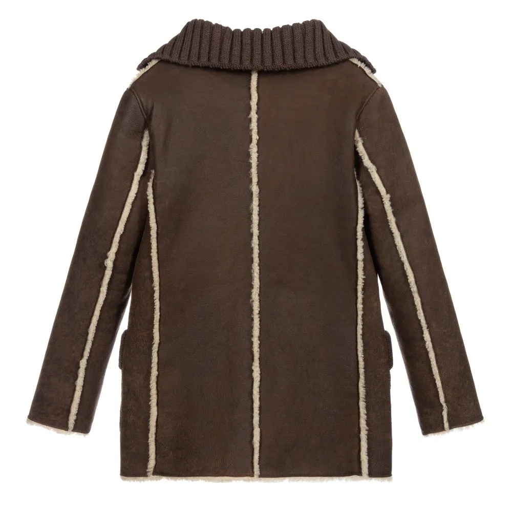 Brown Shearling Coat for Teens.