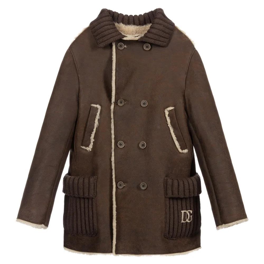 Brown Shearling Coat for Teens.