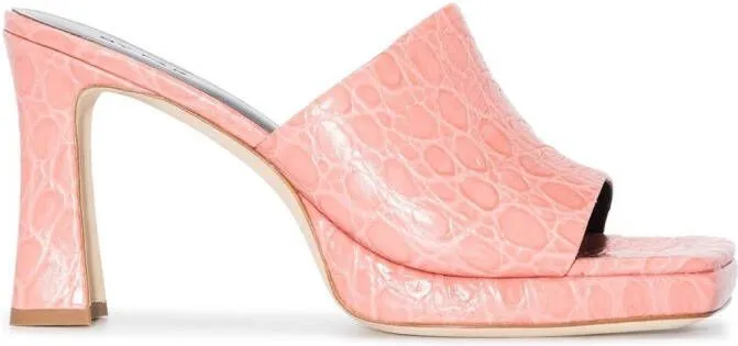 BY FAR Pink Crocodile Sandals Open Toe