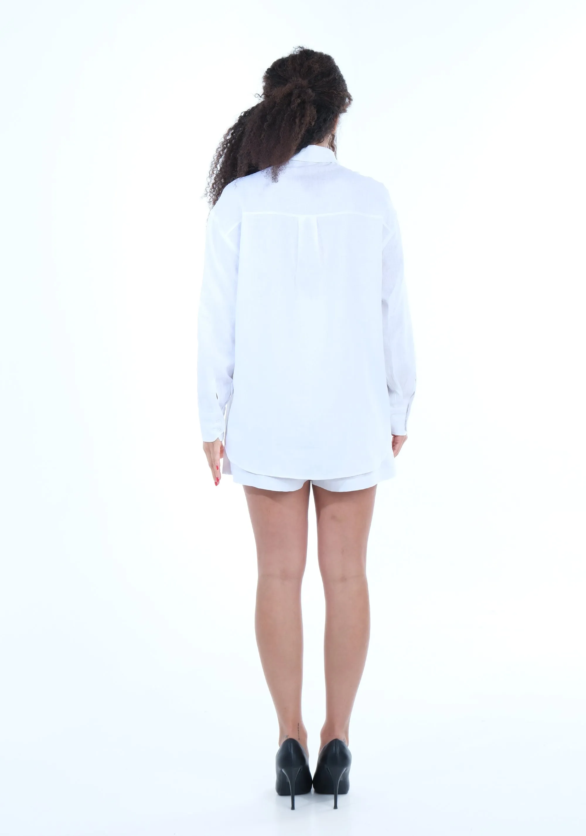 Camicia in lino con tasca sul petto