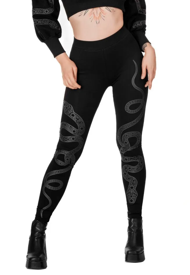 Cathedral Snake Black Leggings - Restyle