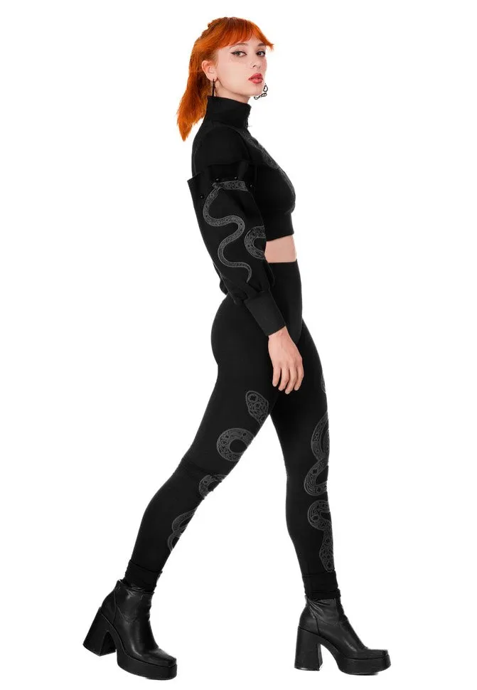 Cathedral Snake Black Leggings - Restyle