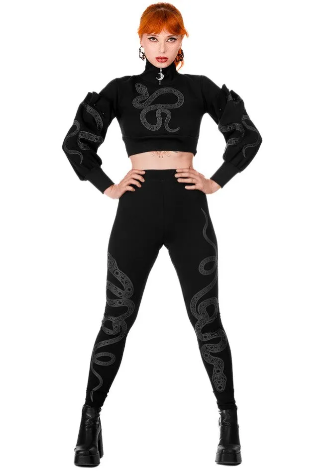 Cathedral Snake Black Leggings - Restyle