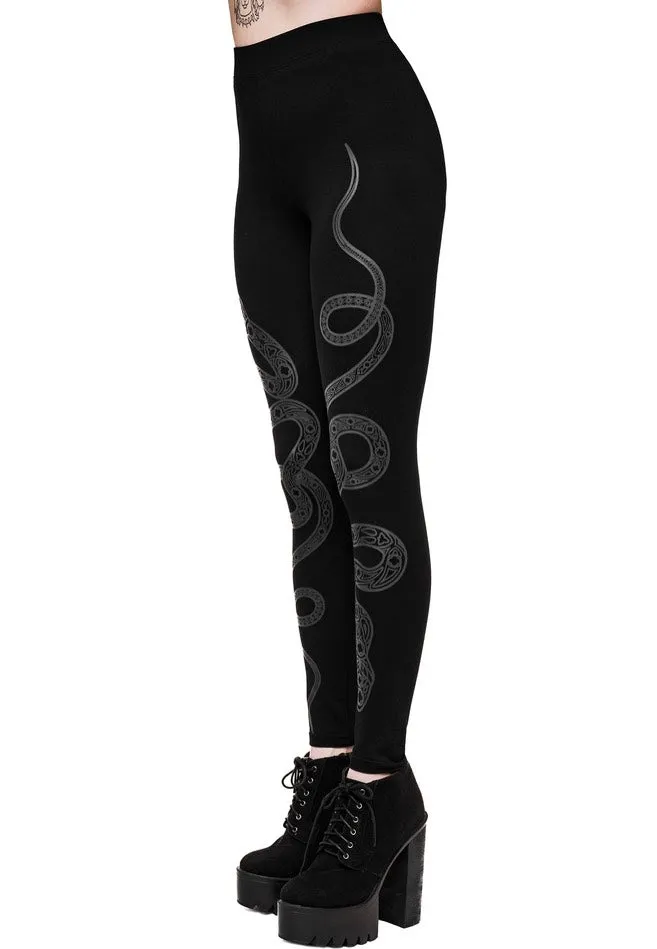 Cathedral Snake Black Leggings - Restyle