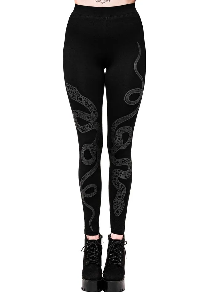 Cathedral Snake Black Leggings - Restyle