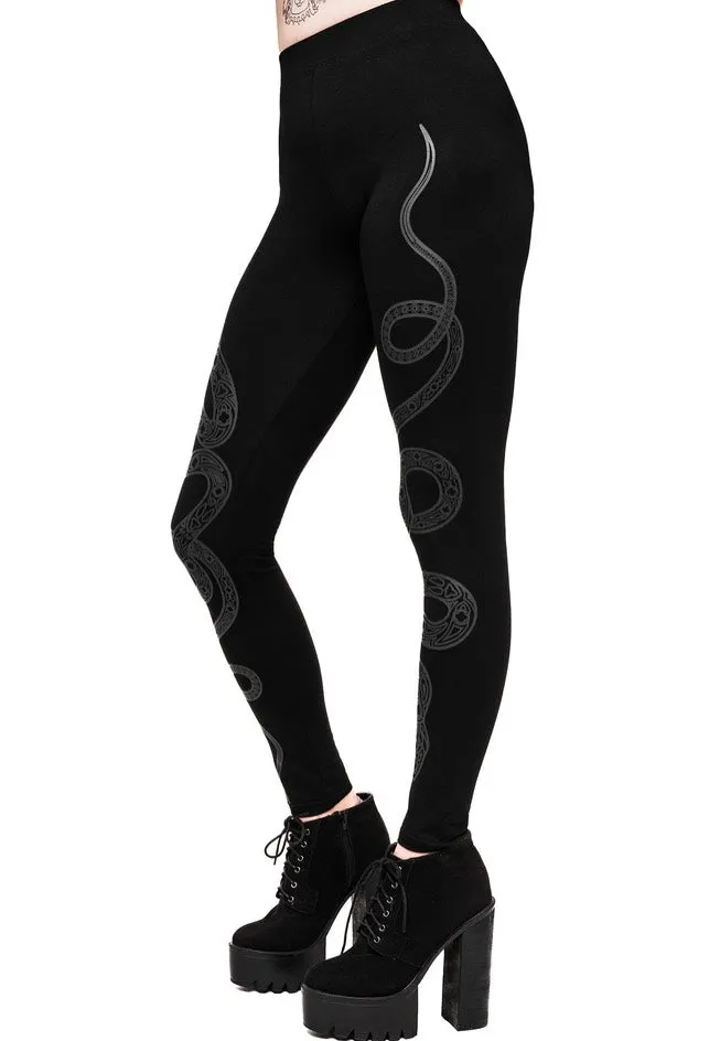 Cathedral Snake Black Leggings - Restyle