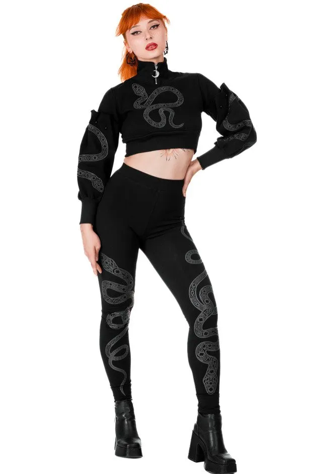 Cathedral Snake Black Leggings - Restyle