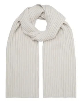 Chunky Rib Cashmere Scarf - Snow Grey